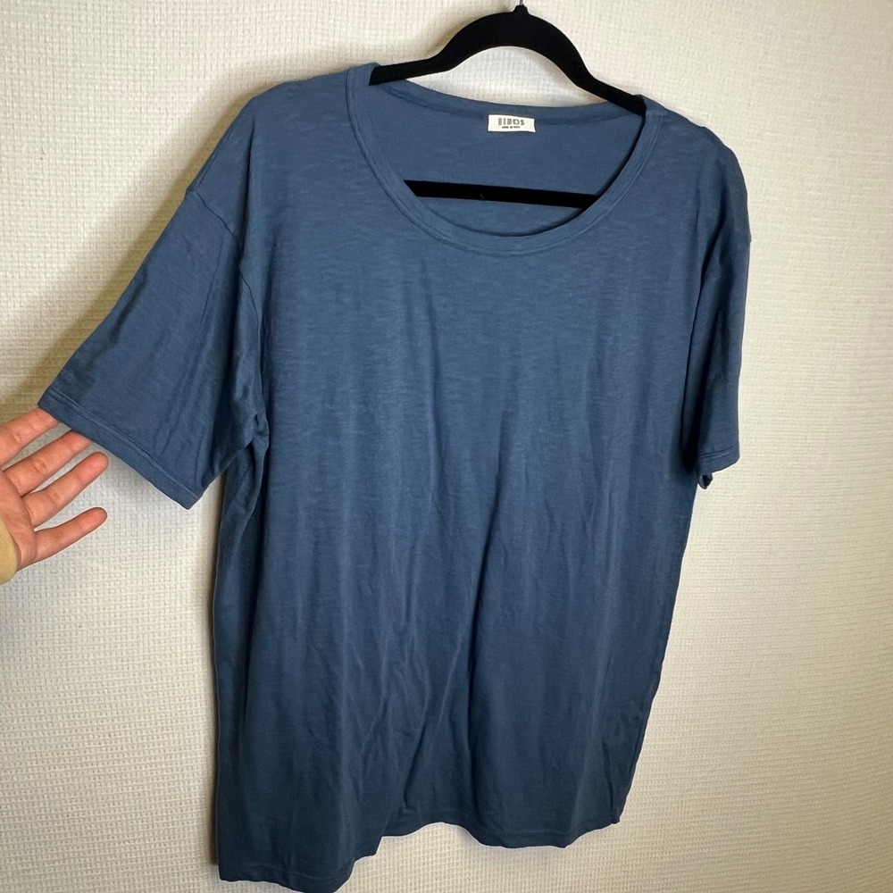 Eidos Napoli Mens Blue Slub Cotton Scoop Neck T-Shirt Made in Italy Size M